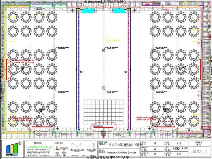 Cloisons de séparation ISO9001 acoustiques/portes se pliantes fonctionnelles de séparation pièce de fonction