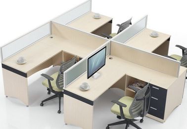 Séparations commerciales de meubles de bureau pour quatre personnes/séparation de cabine du bois de bureau de bureaux d'ordinateur