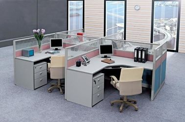 Séparations commerciales de meubles de bureau pour quatre personnes/séparation de cabine du bois de bureau de bureaux d'ordinateur