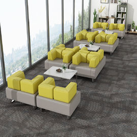 Sofa en cuir durable de pièce de réception de bureau réglé avec le cadre d'acier inoxydable