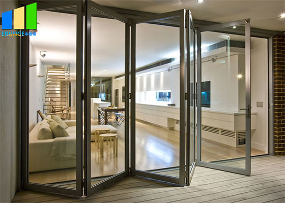 Porte Bifold en verre de pliage de balcon de cadre en aluminium décoratif horizontal de porte