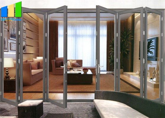 Porte Bifold en verre de pliage de balcon de cadre en aluminium décoratif horizontal de porte