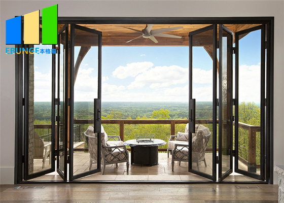 Accordéon en verre de porte de pliage en aluminium extérieur de Bi glissant des portes de pliage de patio