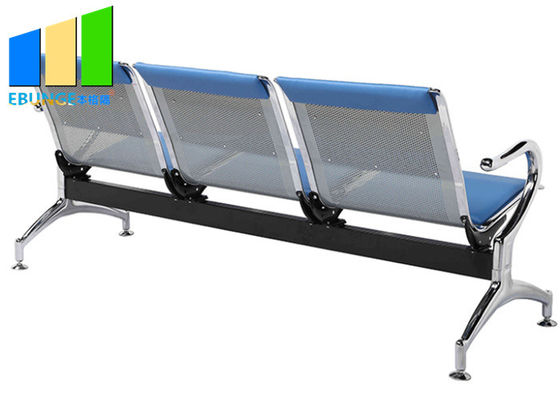Chaises de attente en cuir d'aéroport en acier commercial du banc 3-Seater