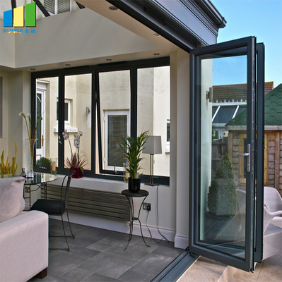 Prix Bifold coulissant en verre de porte de cadre en aluminium résidentiel et commercial