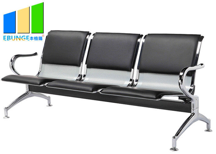 Chaises de attente en cuir d'aéroport en acier commercial du banc 3-Seater